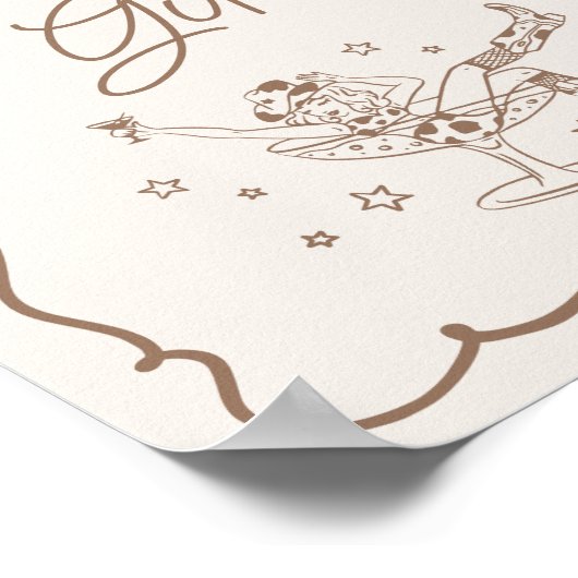 ベージュカクテルと女性のカーボーイロデオカード&ギフト ポスター (角)