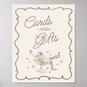 ベージュカクテルと女性のカーボーイロデオカード&ギフト ポスター (正面)