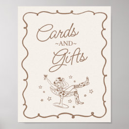 ベージュカクテルと女性のカーボーイロデオカード&ギフト ポスター