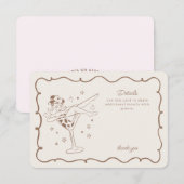 ベージュカクテルと女性のカーボーイロデオ詳細インサート エンクロージャーカード (正面/裏面)