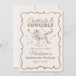 ベージュカクテルと女性のカーボーイNash Bashバチェロレッテ 招待状