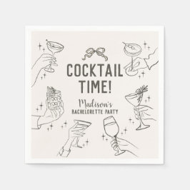 ベージュカクテルパーティーレトロバチェロレッテ スタンダードカクテルナプキン