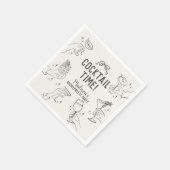 ベージュカクテルパーティーレトロバチェロレッテ スタンダードカクテルナプキン (角)