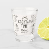 ベージュカクテルパーティーレトロ誕生日の恩恵 ショットグラス (正面)