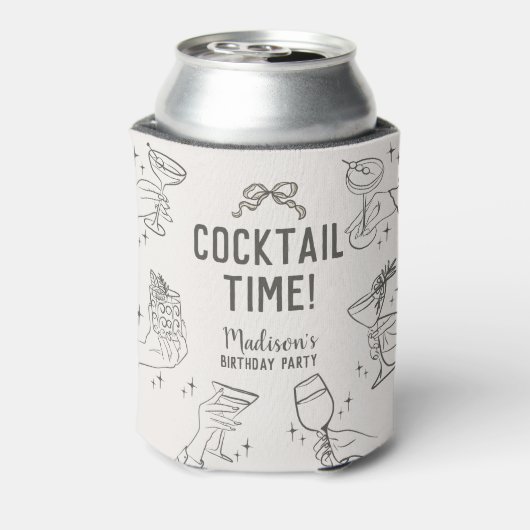ベージュカクテルパーティーレトロ誕生日の恩恵 缶クーラー (缶裏面)