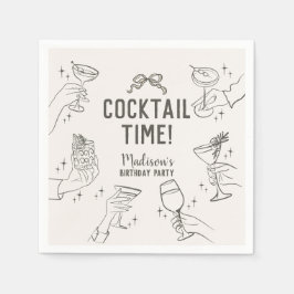 ベージュカクテルパーティーレトロ誕生日パーティー スタンダードカクテルナプキン