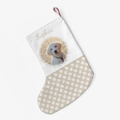 ベージュカスタムと白い前足のペット写真テンプレート スモールクリスマスストッキング (裏面 (吊り時))