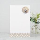 ベージュカスタムと白い前足のペット写真テンプレート 便箋 (スタンド正面)