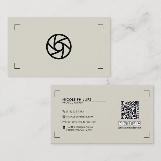 ベージュカスタムのロゴ写真用ブラッモダンチ 名刺 (正面/裏面)