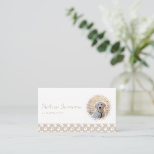 ベージュカスタムバス上の白い足を持つ写真テンプレート 名刺 (スタンド正面)