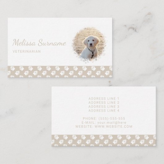 ベージュカスタムバス上の白い足を持つ写真テンプレート 名刺 (正面/裏面)