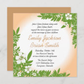 ベージュカスタムホワイトハイビスカス結婚式招待状 招待状 (正面/裏面)