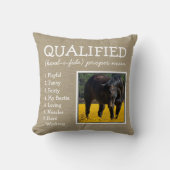 ベージュカスタムリネンのペットの名前/写真/特徴フェイク クッション (正面)