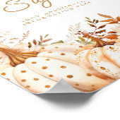 ベージュカボチャとフラワーベビーシャワーテーブルシンボルや象徴 ポスター (角)