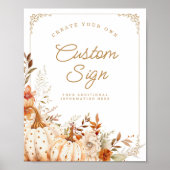 ベージュカボチャとフラワーベビーシャワーテーブルシンボルや象徴 ポスター (正面)