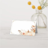 ベージュカボチャ男女兼用の赤ちゃんシャワー プレイスカード (正面)