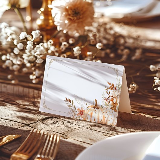 ベージュカボチャ男女兼用の赤ちゃんシャワー プレイスカード