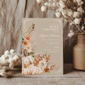 ベージュカボチャ男女兼用の赤ちゃんシャワー 招待状