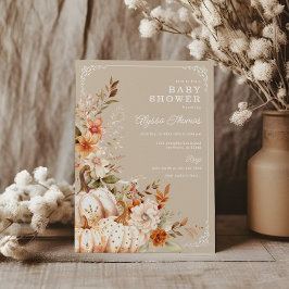 ベージュカボチャ男女兼用の赤ちゃんシャワー 招待状