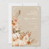 ベージュカボチャ男女兼用の赤ちゃんシャワー 招待状 (正面)