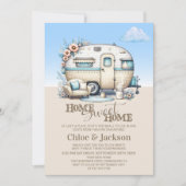 ベージュカラバンおもしろい引っ越し祝いパーティーパーティー 招待状 (正面)