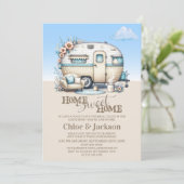 ベージュカラバンおもしろい引っ越し祝いパーティーパーティー 招待状 (スタンド正面)