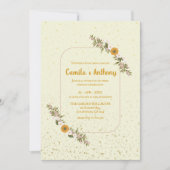 ベージュカラフルコーナーワイルドフラワーボホ素朴 招待状 (正面)