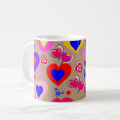 ベージュカラフルハートマグ コーヒーマグカップ (正面左)