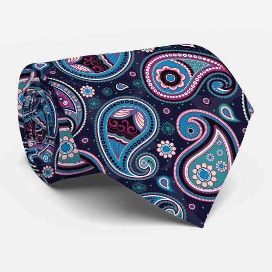 ベージュカラフルヴィンテージエレガントペイズリーパターン ネクタイ (ロール)