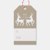ベージュカラークリスマスに2つの白いデザイナー ギフトタグ (正面)