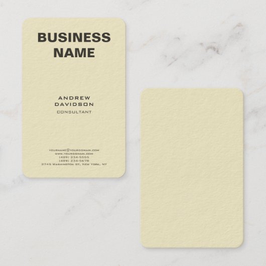 ベージュカラートレンディー垂直ミニマルデザイン 名刺 (正面/裏面)