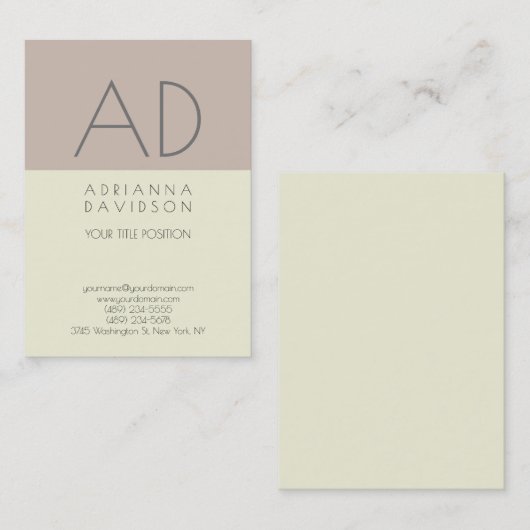 ベージュカラートレンディー垂直モノグラムミニマリスト 名刺 (正面/裏面)