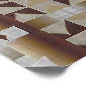 ベージュカーキコーヒーブラウンエスニック部族モザイク ポスター (角)