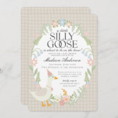 ベージュガウ間抜けフローラギンガムベビーシャワー 招待状 (正面/裏面)