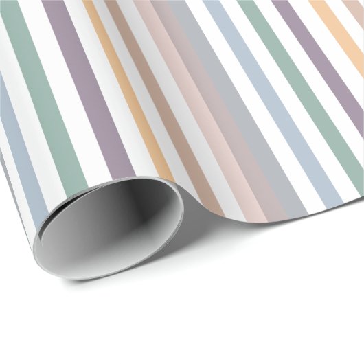 ベージュガーリーブルー横幅ストライプパターン ラッピングペーパー (ロールコーナー)