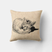 ベージュキツネを使ったかわいいヴィンテージ クッション (裏面)