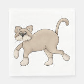 ベージュキャットスケッチと緑の目 スタンダードランチョンナプキン (正面)