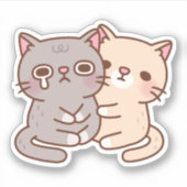 ベージュキャットハグ泣き叫びグレーキャット シール (正面)