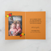 ベージュキャットリース |グリーンメリークリスマスフォト シーズンカード (内部)