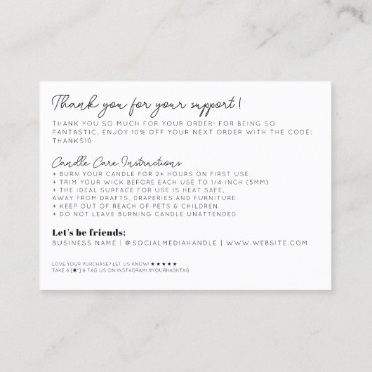 ベージュキャンドルの中で何感謝していか予算を計上気にする 名刺 (裏面)