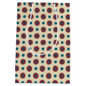 ベージュギフトバッグのジャンボ赤くおよび青の水玉模様 ミディアムペーパーバッグ (裏面)