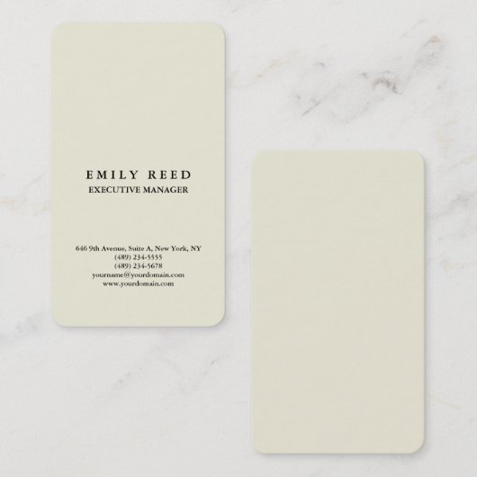 ベージュクラシカルプロフェッショナルミニマル 名刺 (正面/裏面)