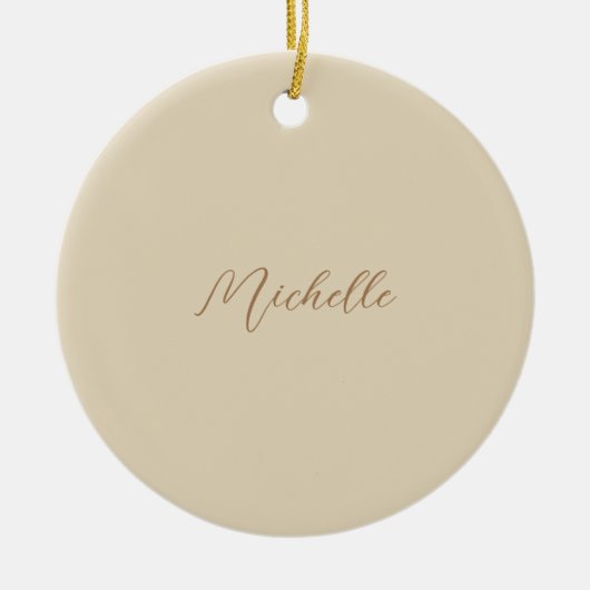 ベージュクラシカルプロフェッショナル手書き名 セラミックオーナメント (正面)