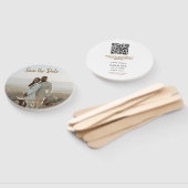 ベージュクラシックエレガントカップルQRを追加する日付を保存 ハンドファン (組立なし)