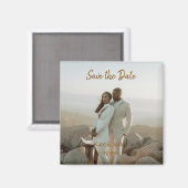 ベージュクラシックエレガントカップルQRを追加する日付を保存 マグネット (正面/裏面)