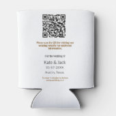 ベージュクラシックエレガントカップルQRを追加する日付を保存 缶クーラー (裏面)