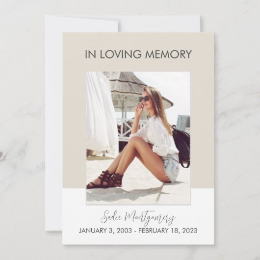 ベージュクラシック・ホワイト葬儀プログラム 招待状 (正面)