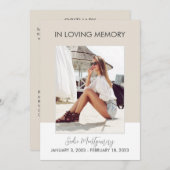 ベージュクラシック・ホワイト葬儀プログラム 招待状 (正面/裏面)