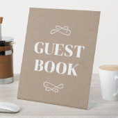 ベージュクラフトホワイトフローリッシュゲストブック 台座サイン