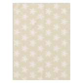 ベージュクリスマスのテーブルクロスの白い雪片 テーブルクロス (正面)